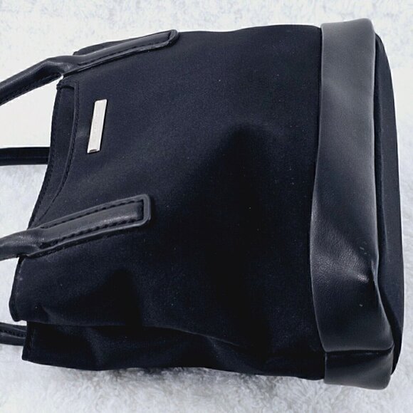 Nine West Black Nylon and Smooth Faux Leather Top Handle Mini Satchel - Picture 3 of 10